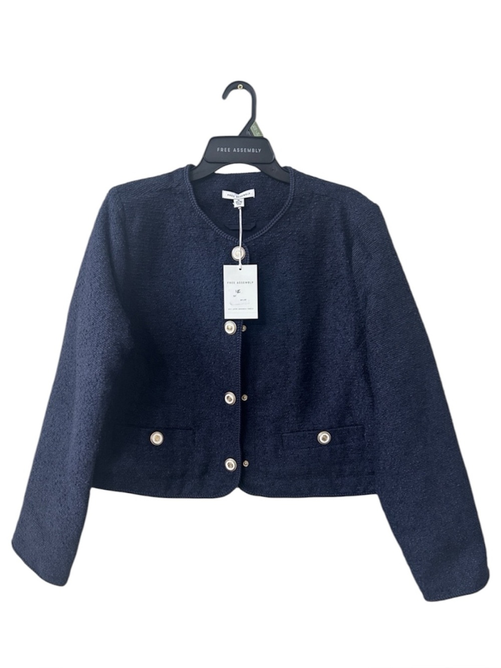 Free Assembly Women's Collarless Nubby Jacket with Long Sleeves Sz 20 XXL NWT